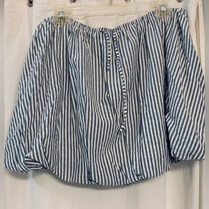 Bubble Mini Skirt by All In Favor.  Blue & White Stripe W/Elastic Waist. Size L